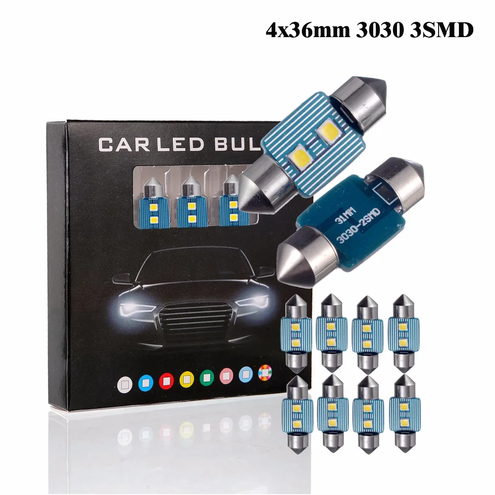 4 PCS FESTOON 31mm 36mm 39mm 42mm LED Bulb C5W CANBUS No Error DC 12V White Color 3030 3SMD Car Dome Light Auto Lamp | Автомобили и