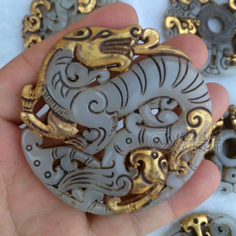 7 latest styles Collect the jade figurine of old carving in China which is plated with gold and imitation dragon | Дом и сад