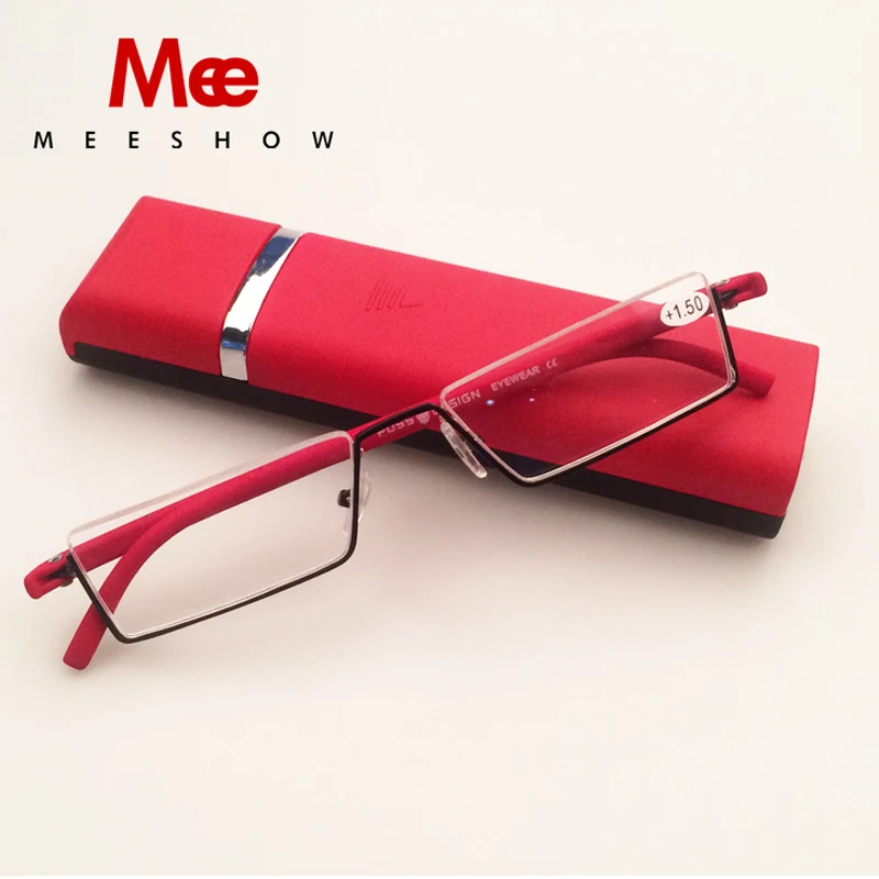 Meeshow TR90 очки для чтения с Чехол+ 1,0 до+ 3,5 портативный аварийный считыватель из нержавеющей стали Рождественский подарок для родителей T0417