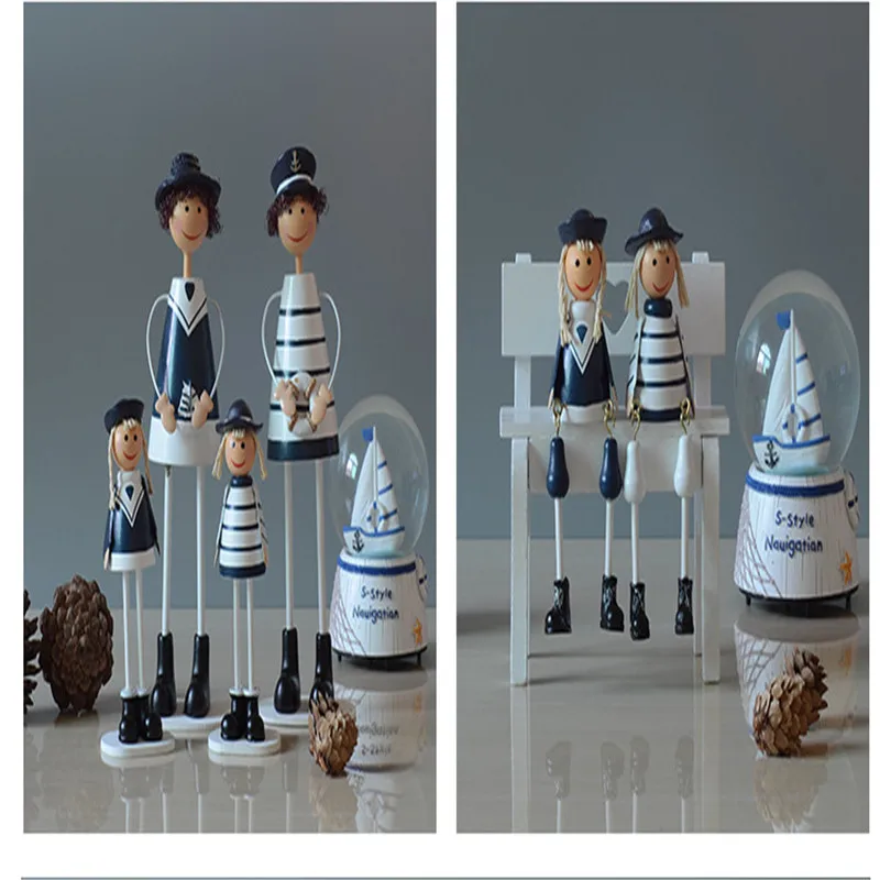 

4pcs/sets Mediterranean style naval doll Navy outseam doll Resin crafts home decoration christmas gift for home