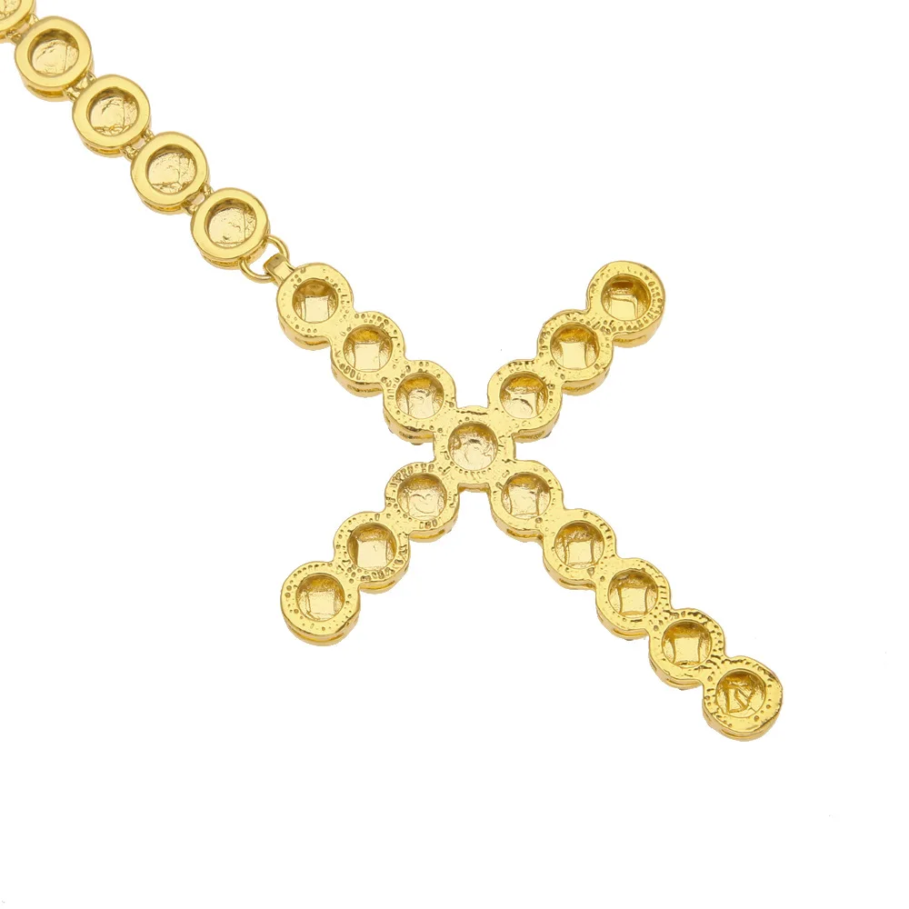 

70cm Jesus Cross Golden Necklaces round Pendant Gold Crucifix Necklace Religious Jewelry For Women Men