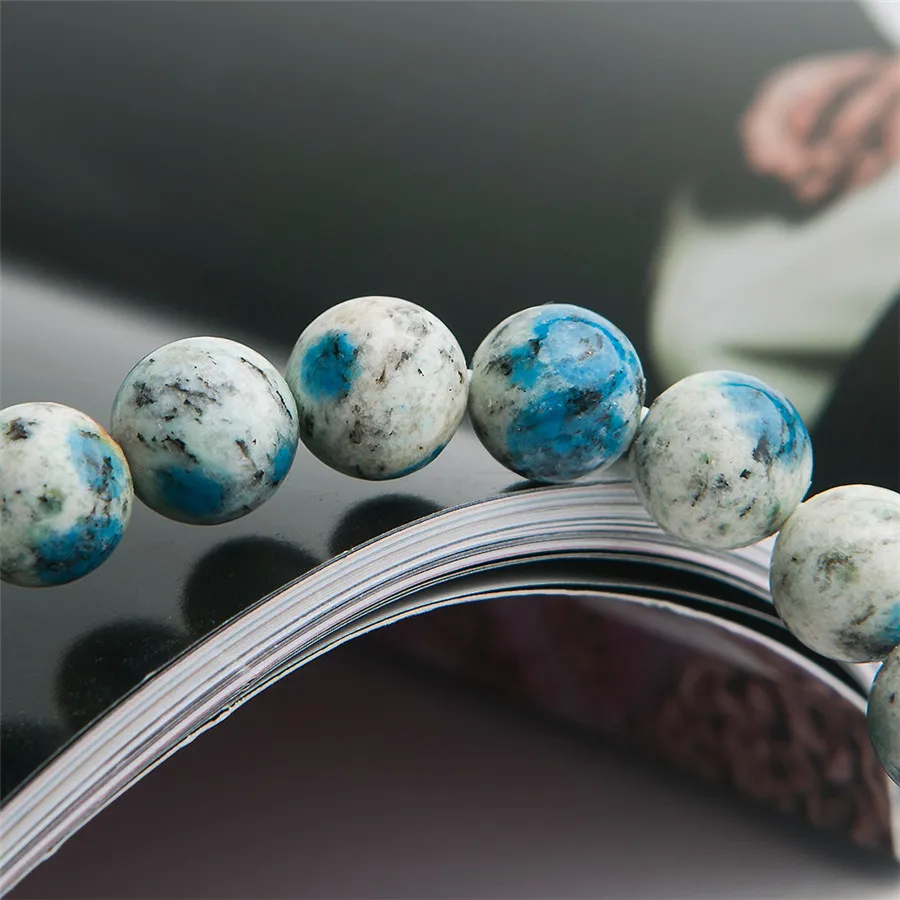Натуральные камни K2 Jas per Granite Azurite камень кристалл растягивающиеся круглые бусины
