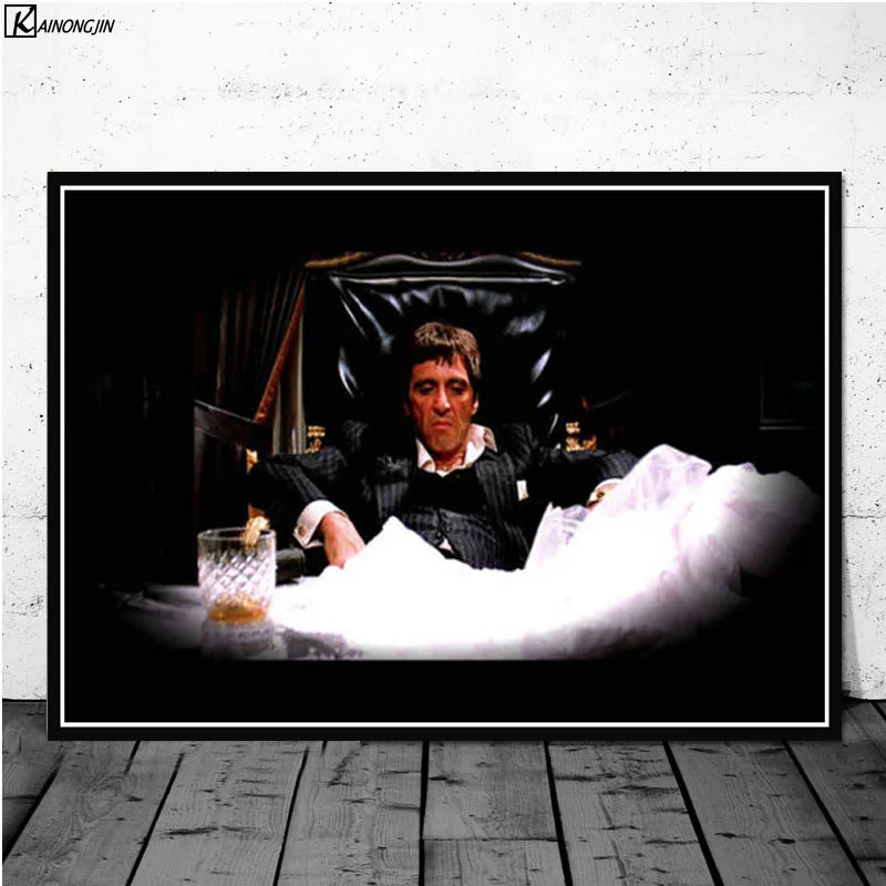 018 AL PACINO SCARFACE Гангстер Крестный отец фильм плакат стены искусства холст живопись плакаты и принты для комнаты декоративный домашний декор - Цвет: 018