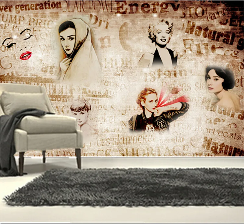 The latest 3D murals English letter Monroe background wall picture living room TV sofa bedroom paper | Обустройство дома