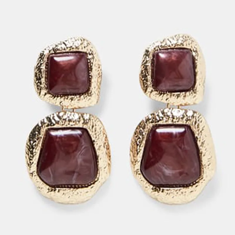 wine red Girlgo, цветные серьги ZA для женщин, модное ювелирное изделие, длинное сердце, массивные серьги, женские, Boho, висячие серьги, Brincos, аксессуары - Окраска металла: wine red