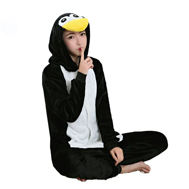 Черный Пингвин Onesie женские пижамы игры мультфильм животных пижамы для взрослых талисман вечерние зимние теплые пижамы C31249AD