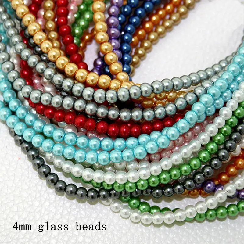 Round Glass Beads Imitation Pearls 4mm 13 Colors for Jewelry Making Approx 195Pcs DIY Craft Necklace Handmade Bracelet | Украшения и