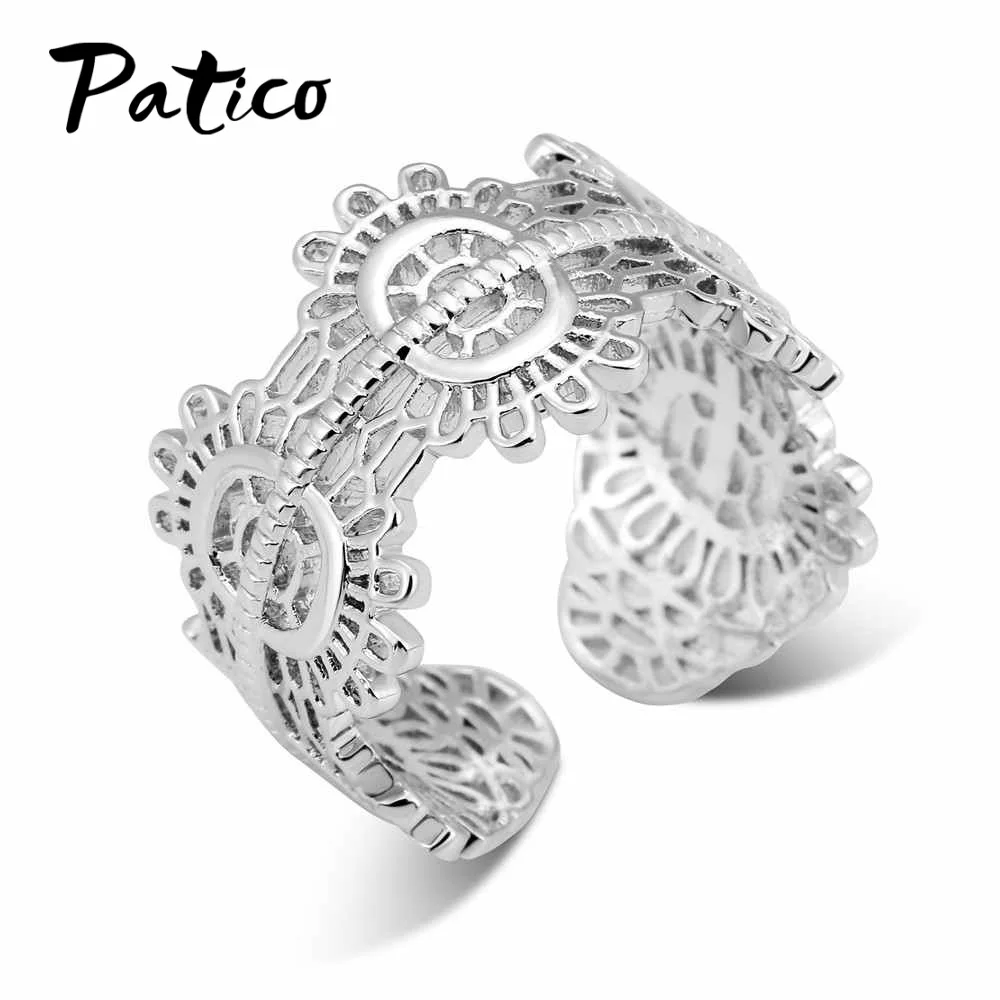 

New Arrival Sun Flower 925 Sterling Silver Party Rings For Women Wide Opening Ring Femme Adjustable Free Sizes Bague