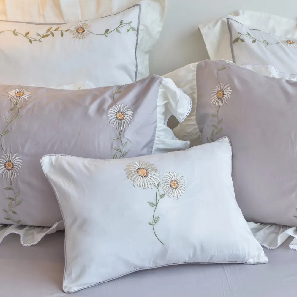 Роскошный комплект постельного белья из египетского хлопка с вышивкой в