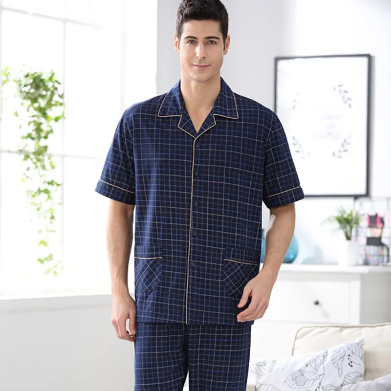 CherLemon новые мужские летние трикотажные Хлопковые пижамы короткий рукав