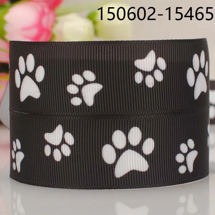 5yards 7/8 &quot 22 mm white dog paw pattern print grosgrain ribbon DIY handmade hairbow free shipping | Дом и сад