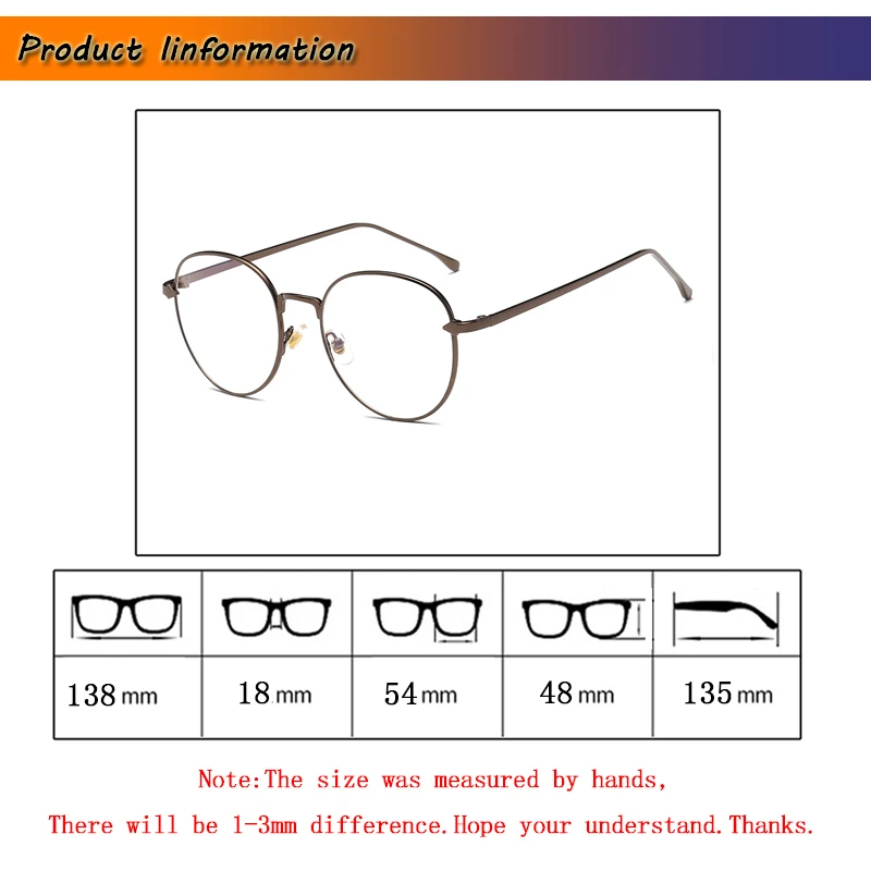 New Vintage Women's Blue light blocking Glasses Men's Round Computer Gaming Eyeglasses Metal Frame Anti Blue Ray 5 Color L3