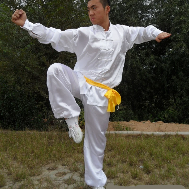 Мужская униформа aiкутami Wushu костюм Тай Чи однотонные свободные рубашки с длинным