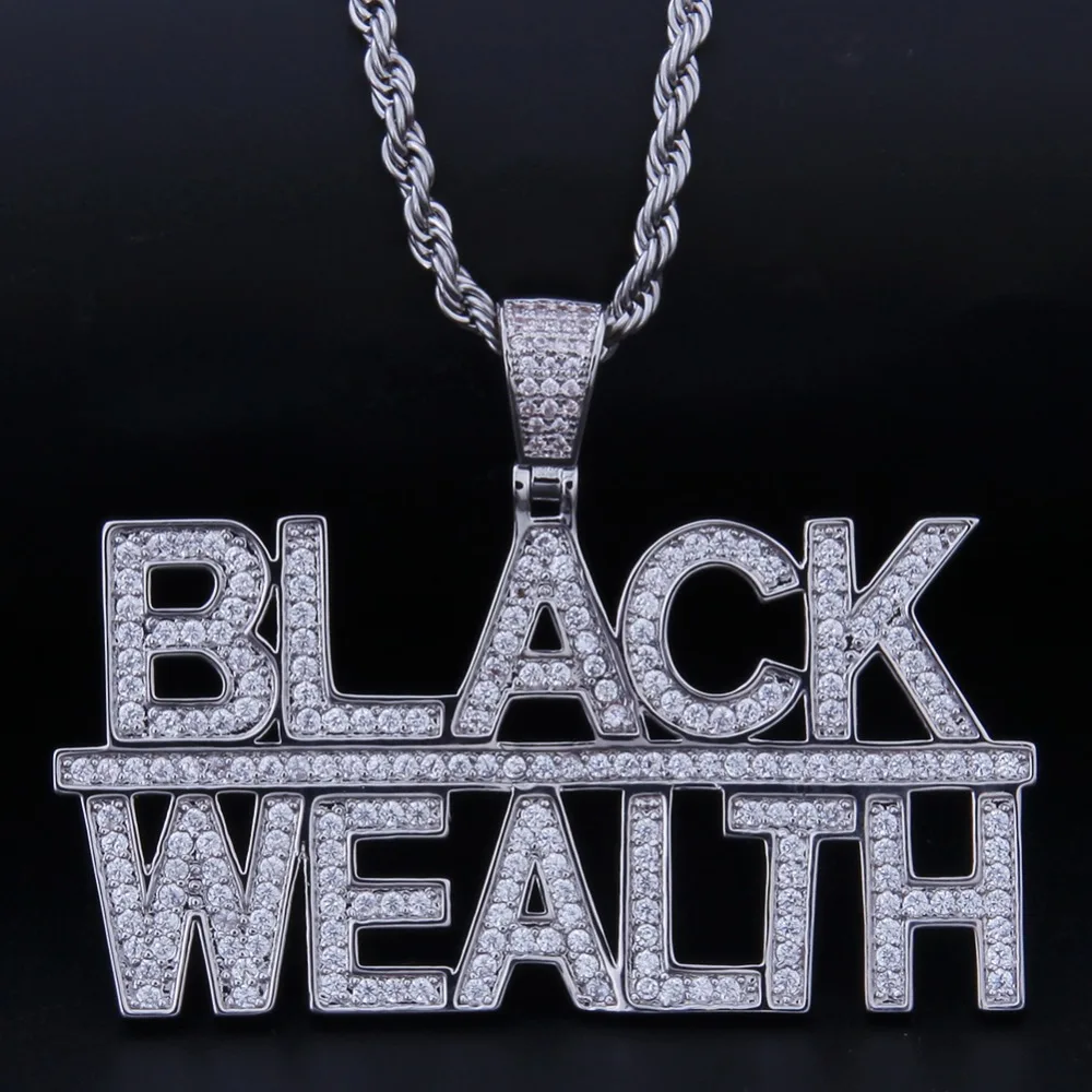 Uwin Necklace Jewelry Iced Out BLACK WEALTH Pendant &ampChains Men Women Fashion Hiphop Cubic Zirconia Bling CZ Tennis Chains | Украшения и