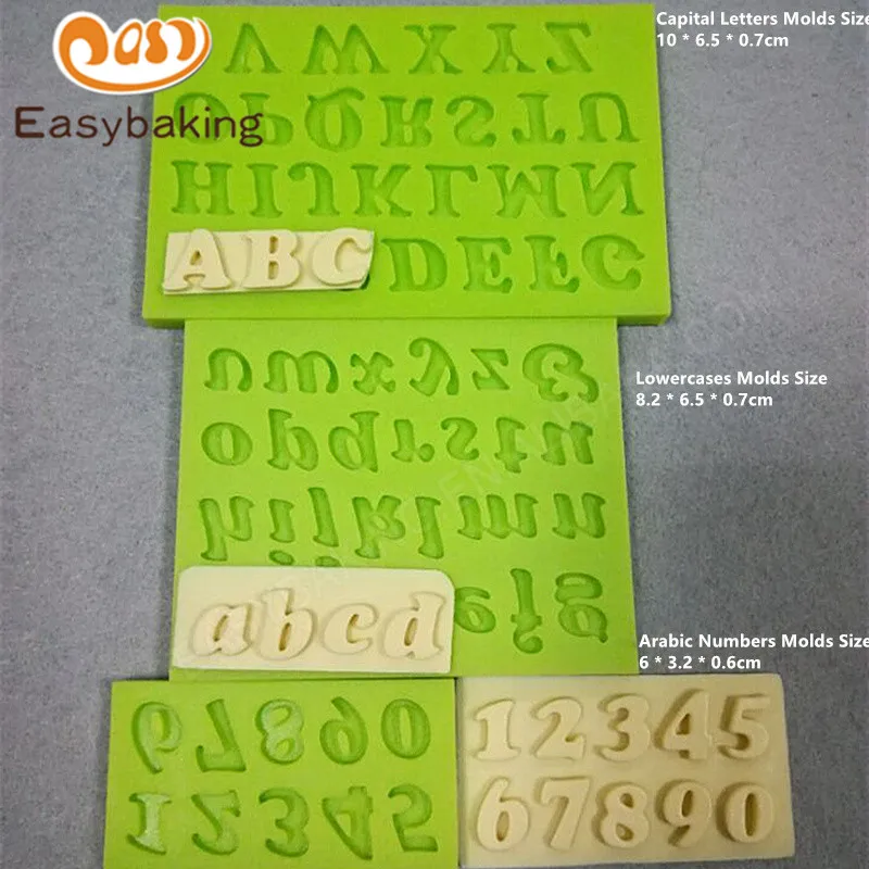 Set of 3 Capital Letters Lowercases and Arabic Numbers Fondant Cake Decoration Silicone Mold for the Kitchen Baking Sugarcraft | Дом и сад