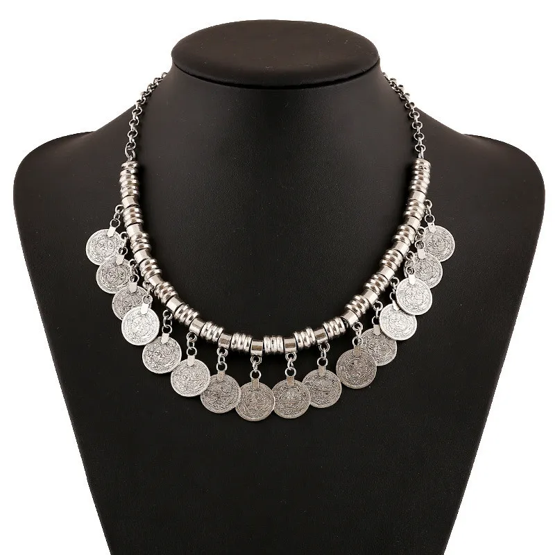 Женское колье чокер с кисточкой и монеткой в этническом стиле|jewelry charm necklace|jewelry