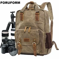 professional retro fashion casual waterproof canvas camera tripod bag photography tripod dslr backpack for canon nikon