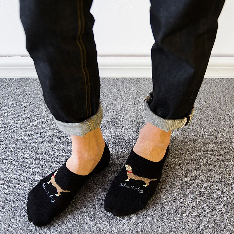 Мужские хлопковые носки на весну лето короткие мужские до щиколотки с рисунком