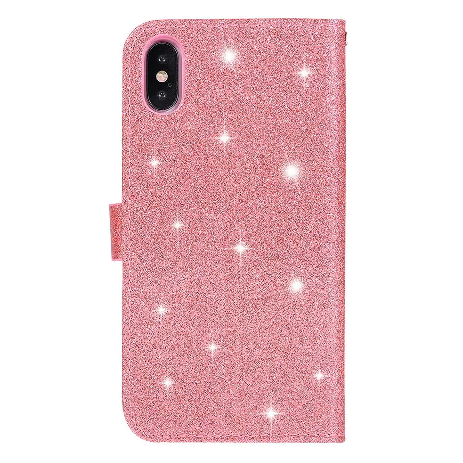 Чехол-книжка из искусственной кожи с блестками для iPhone X, XS, XR, XS, Max, с пряжкой в виде сердца, чехол для iPhone 5 5S se, 6, 6 S, 7, 8 Plus