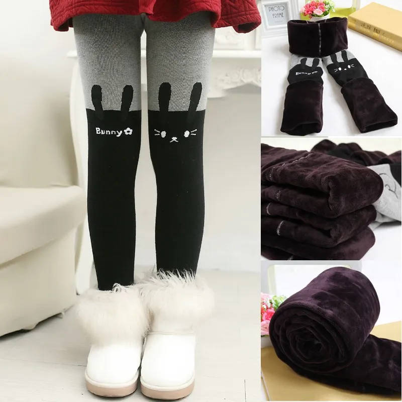 Леггинсы для девочек с мультяшным рисунком плотные теплые леггинсы эластичной