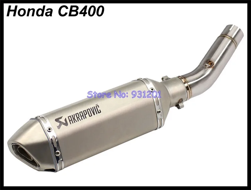 Мотоцикл выхлопная труба akrapovic глушитель выхлопной трубы Слипоны для CB400 CB400F сертификатом от сертификационной 400 подключения труба среднего звена с Концевая выхлопная труба Побег