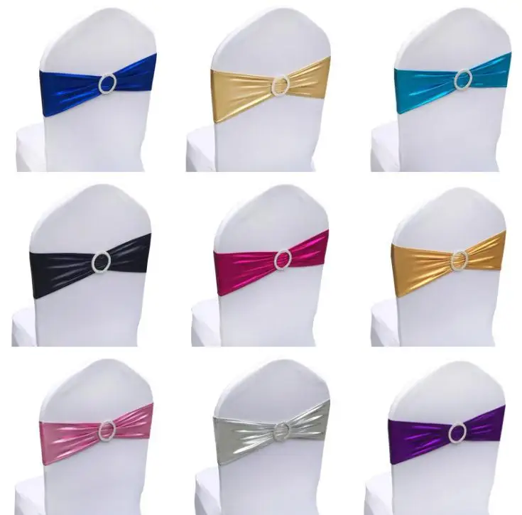 200 шт. металлические золотые серебряные спандекс лайкра ленты для стульев