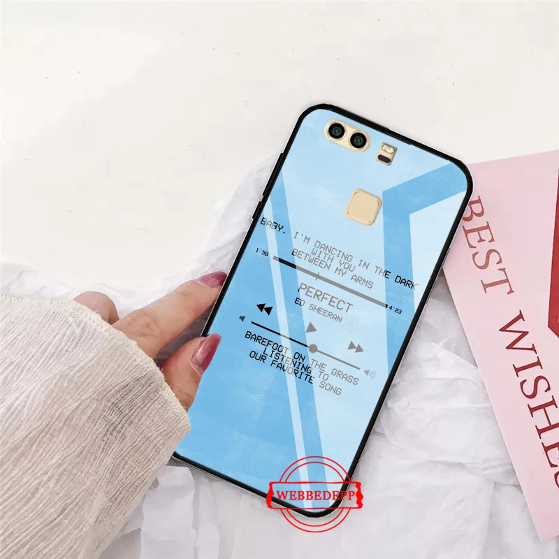 

Ed Sheeran Lyrics Pictures Diy Glass Case for Huawei P10 lite P20 Pro P30 P Smart honor 7A 8X 9 10 Y6 Mate 20