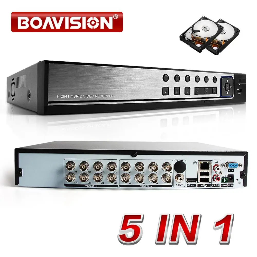 Гибридный 5 в 1 CCTV 16CH AHD DVR CVI TVI 1080 P/1080N цифровой видеорегистратор NVR сетевой монитор