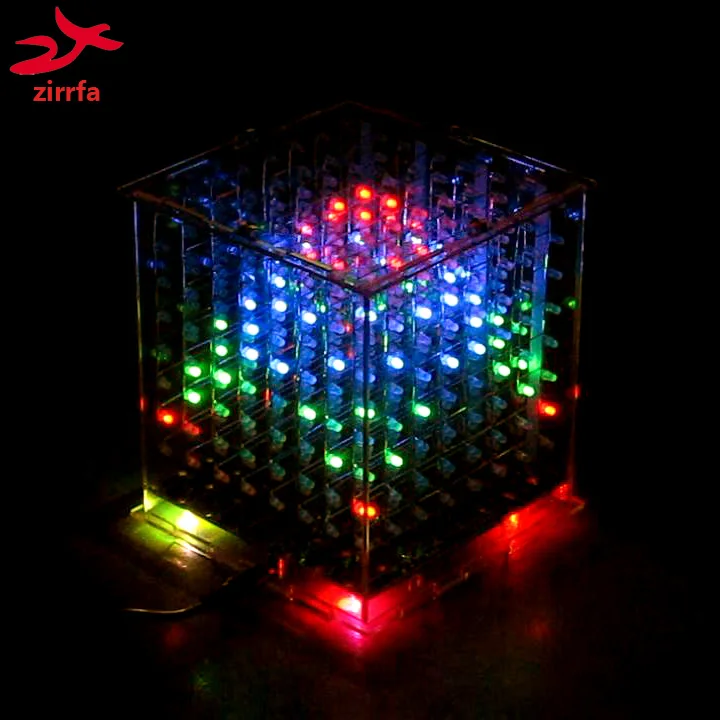 DIY 3D 8s Многоцветный 8x8x8 дисплей светодиодный Электронный светильник Набор для