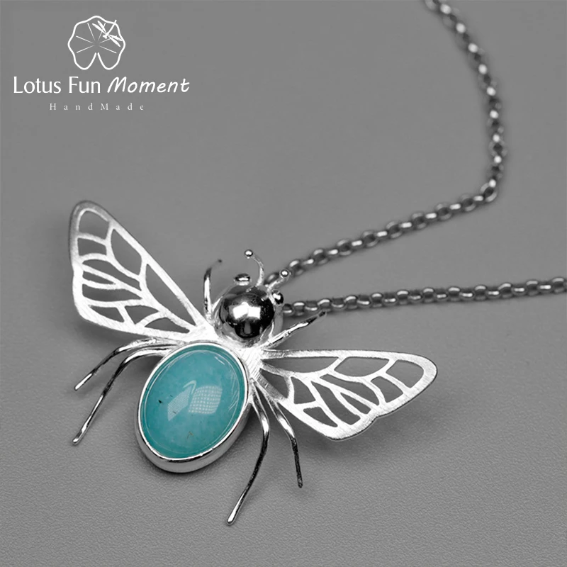 Lotus весело момент реального 925 пробы серебро Натуральный камень Модные украшения
