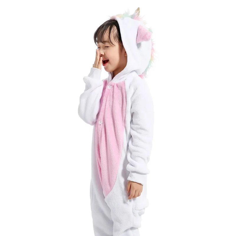 Children Pajamas for Boys Girls Cartoon Pegasus Panda New Unicorn Soft Flannel Animal Sleepwear Kids Blanket Onesie 4-12 Year | Детская
