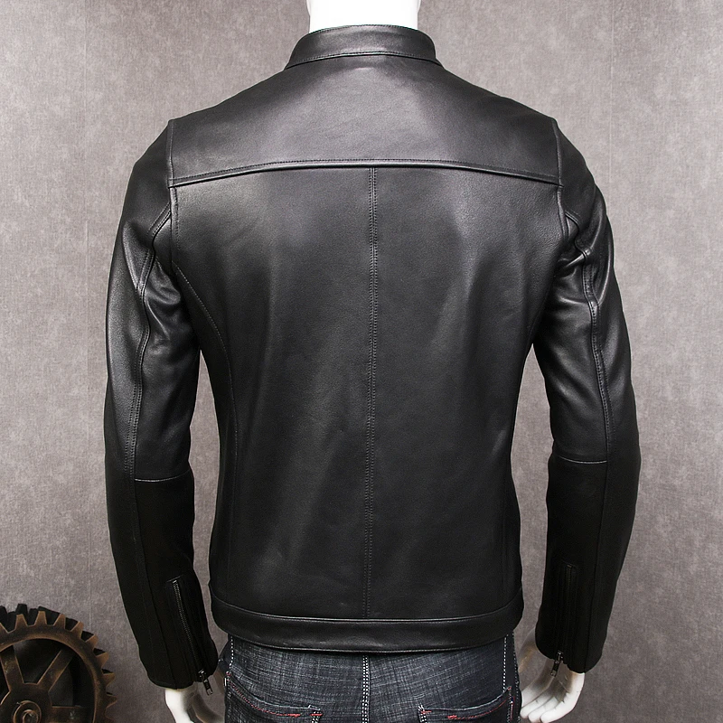 Мужская мотоциклетная куртка из овечьей шкуры большого размера 4XL 100% овечья кожа