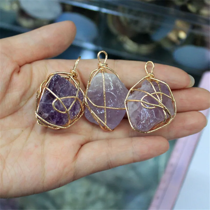 Оптовая продажа Случайных природных аметистов Подвеска из камня и хрусталя