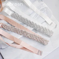mecresh elegant rhinestones wedding belt sash white pink ribbon bridal belt for wedding gown wedding accessories myd022