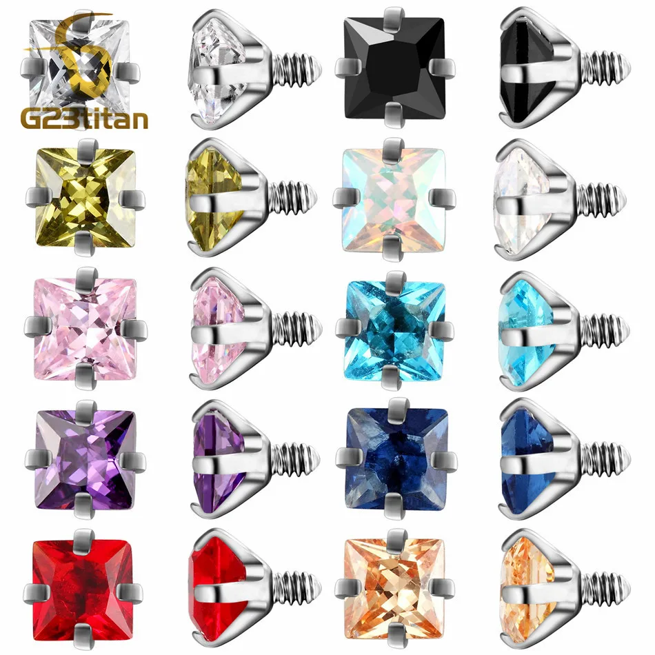 Шарики для пирсинга G23titan 2 шт./лот 10 цветов с цирконом тела 16 г внутренней резьбой
