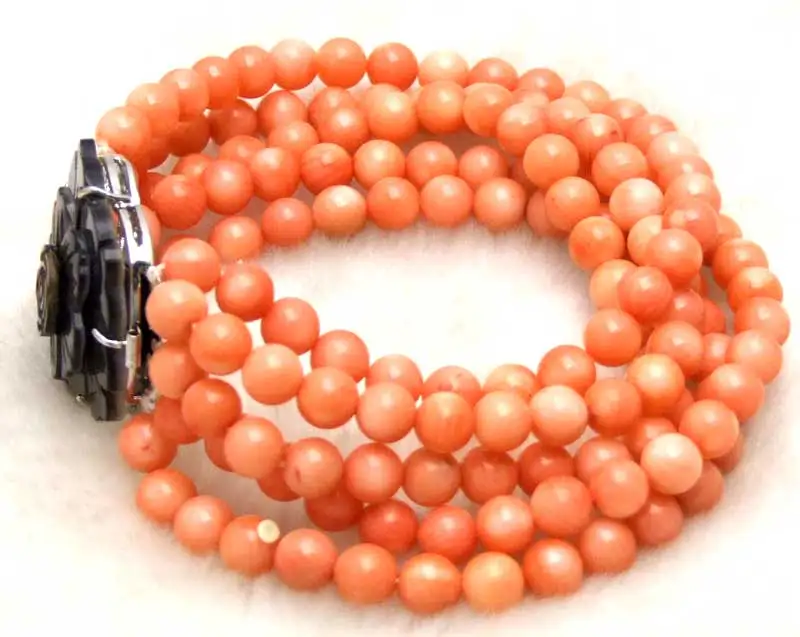 

Qingmos Natural Pink 6-7mm Round 5 Strands Coral Bracelet with Big Natural Shell Clasp-bra132 Free Shipping