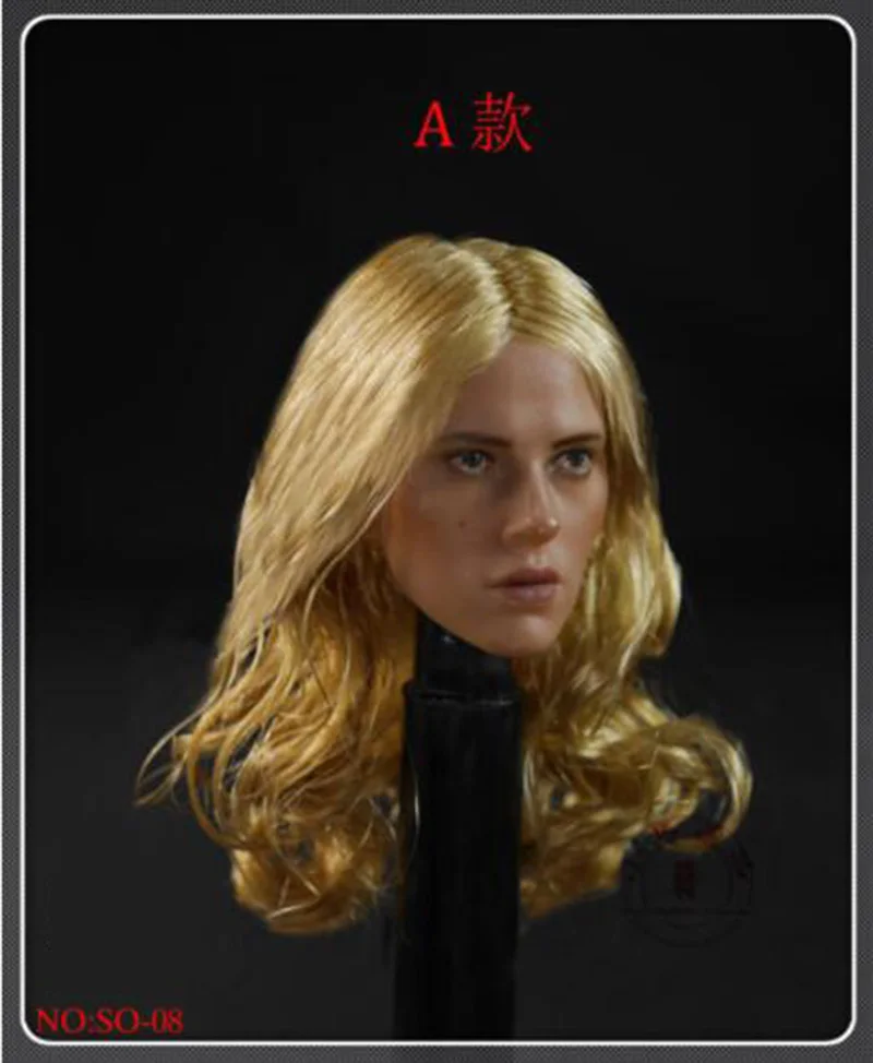 1/6 масштаб Женская Девушка Лепка головы Scarlett Черная Вдова длинные вьющиеся