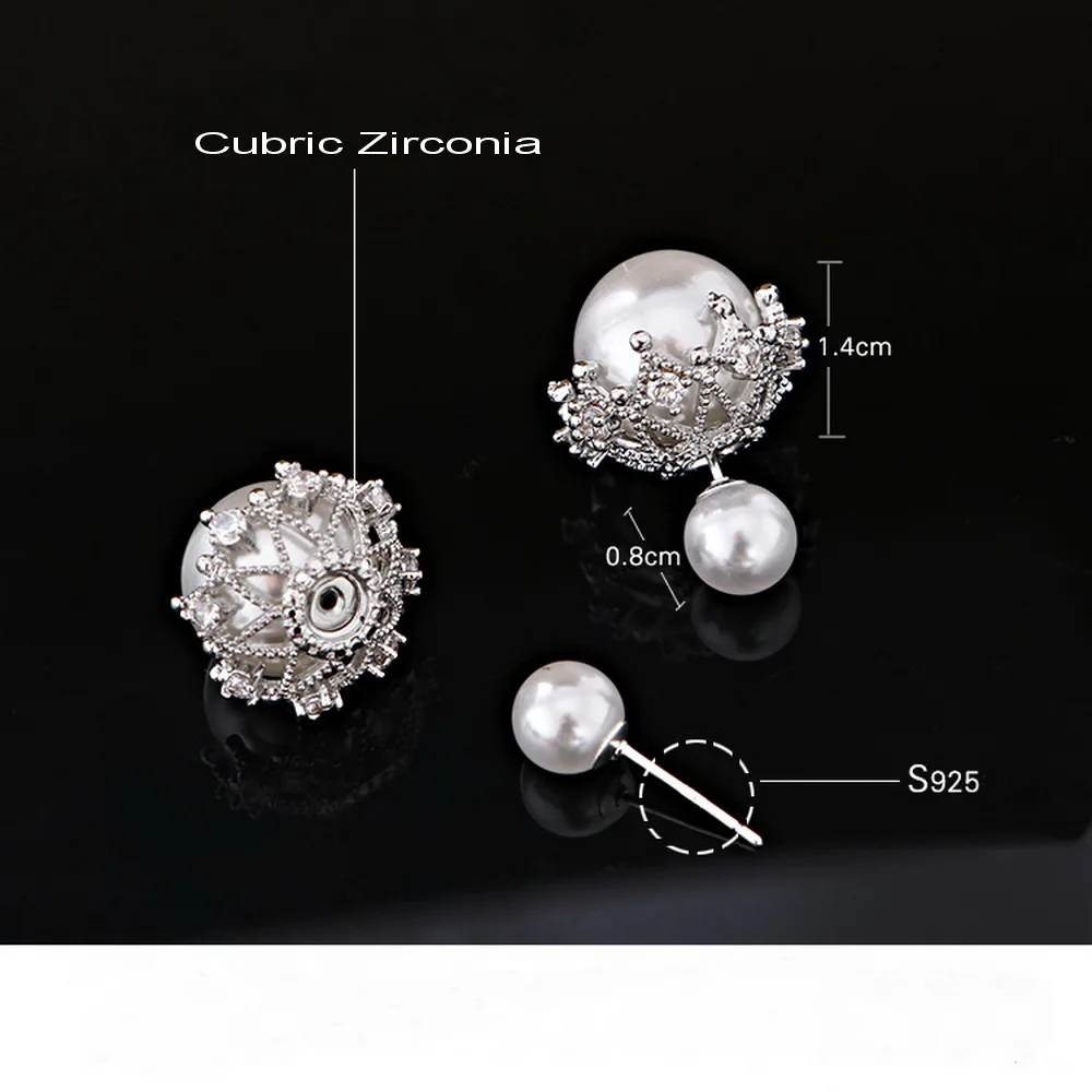 2019 New Trendy Korea Design Big Two Pearl Balls Zinc Alloy Needle Stud Earrings Statement Jewelry for Women Girl Gift | Украшения и