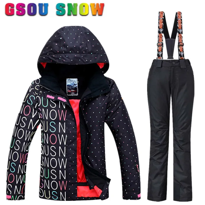 GSOU SNOW Brand водостойкий лыжный костюм женский Лыжная куртка брюки зимний горный