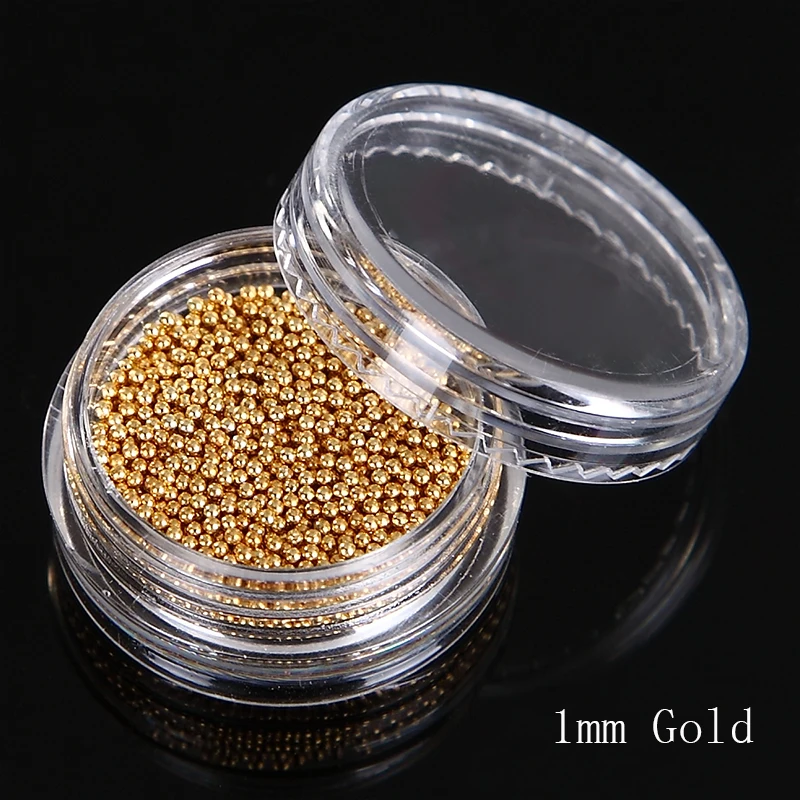 1mm Gold Monja золотые наклейки для ногтей Серебряный Черный Розовый Золотой металлический икра бусины использовать для Стразы Жемчуг Шарм украшения аксессуары - Цвет: 1mm Gold