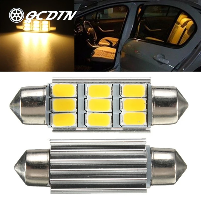QCDIN 2 шт. 3 5 Вт 42 мм 5630 SMD 9 СВЕТОДИОДНЫЙ Автомобильный Интерьер Чтение карт двери
