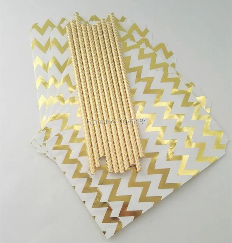 Ipalmay бумажные пакеты для сладостей в буфете Мерцающая бумага золотистого цвета