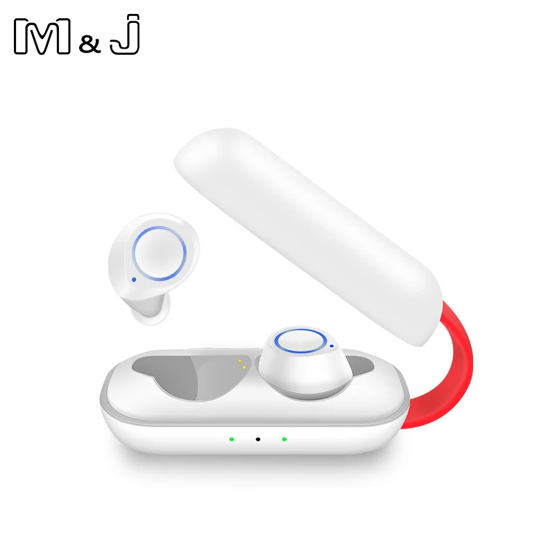 Белый M& J Bluetooth наушники TWS наушники беспроводные Bluetooth наушники 6D стерео гарнитура Bluetooth наушники с микрофоном и зарядным устройством - Цвет: Белый
