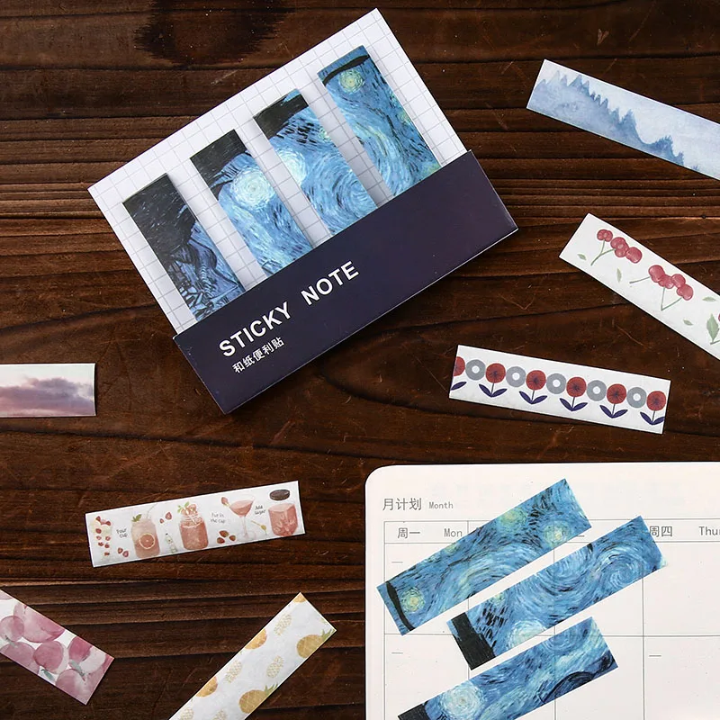 80 листов Kawaii Ван Гог блокноты для заметок креативные фрукты милый пейзаж Липкие