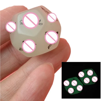 2 Pcs 12 Side Funny Sex Dice Pose Flirting Sex Luminous Dice Adult Supplies Sex Toys Erotic Craps Toy For Couples Games 6