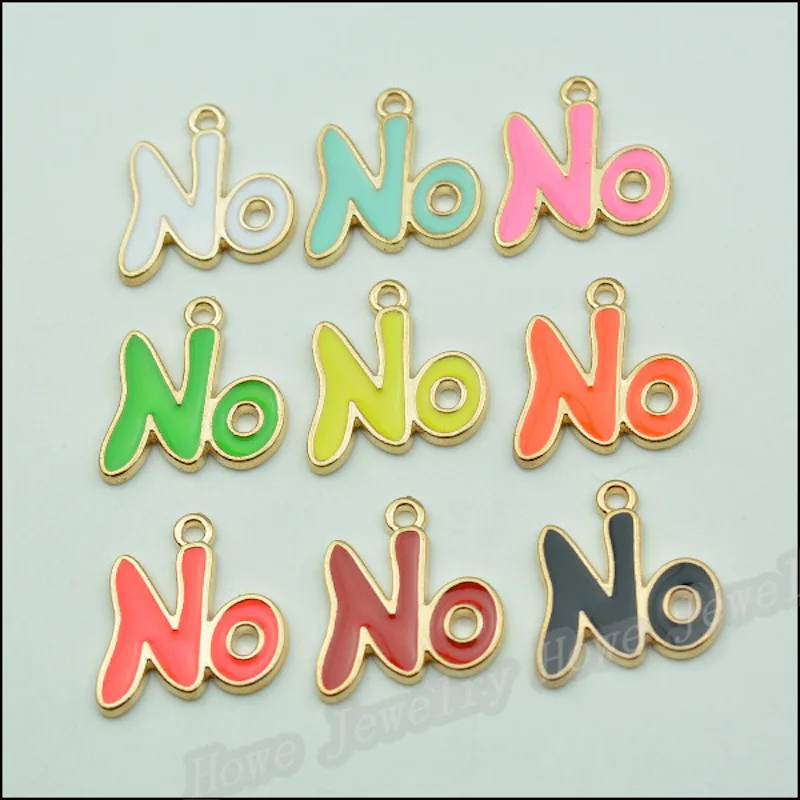 

54pcs/lot Yes or No Letter Charms enamel Jewelry,Gold Disc Pendant tag Pendent charms Beads Charm DIY Jewelry