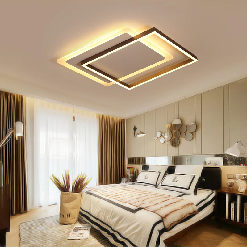 White+ Coffee color Finish Living Room Bedroom Study Led Ceiling Lights lampara de techo Modern led Lamp Fixtures | Лампы и освещение