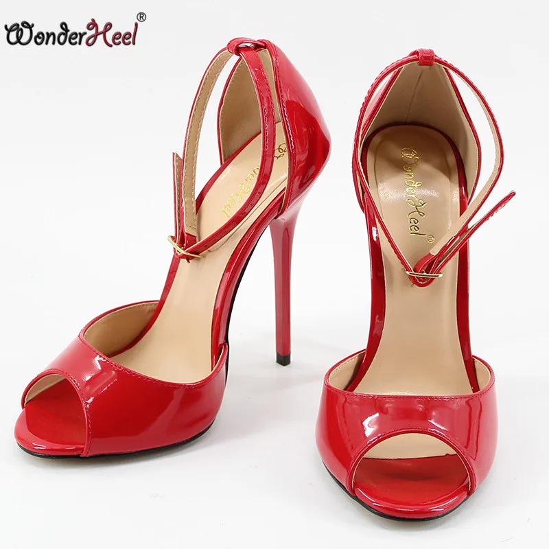 Wonderheel/горячая распродажа; модные пикантные женские босоножки на очень высоком каблуке 14 см с ремешком на щиколотке и открытым носком; большие размеры