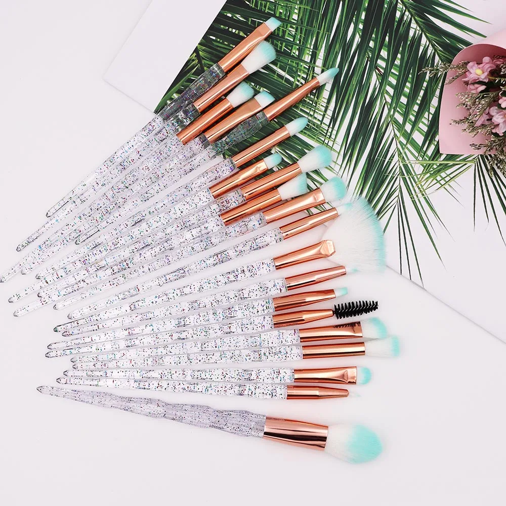 20 шт. алмазные кисти для макияжа набор кристаллических теней век пудра румяна губ
