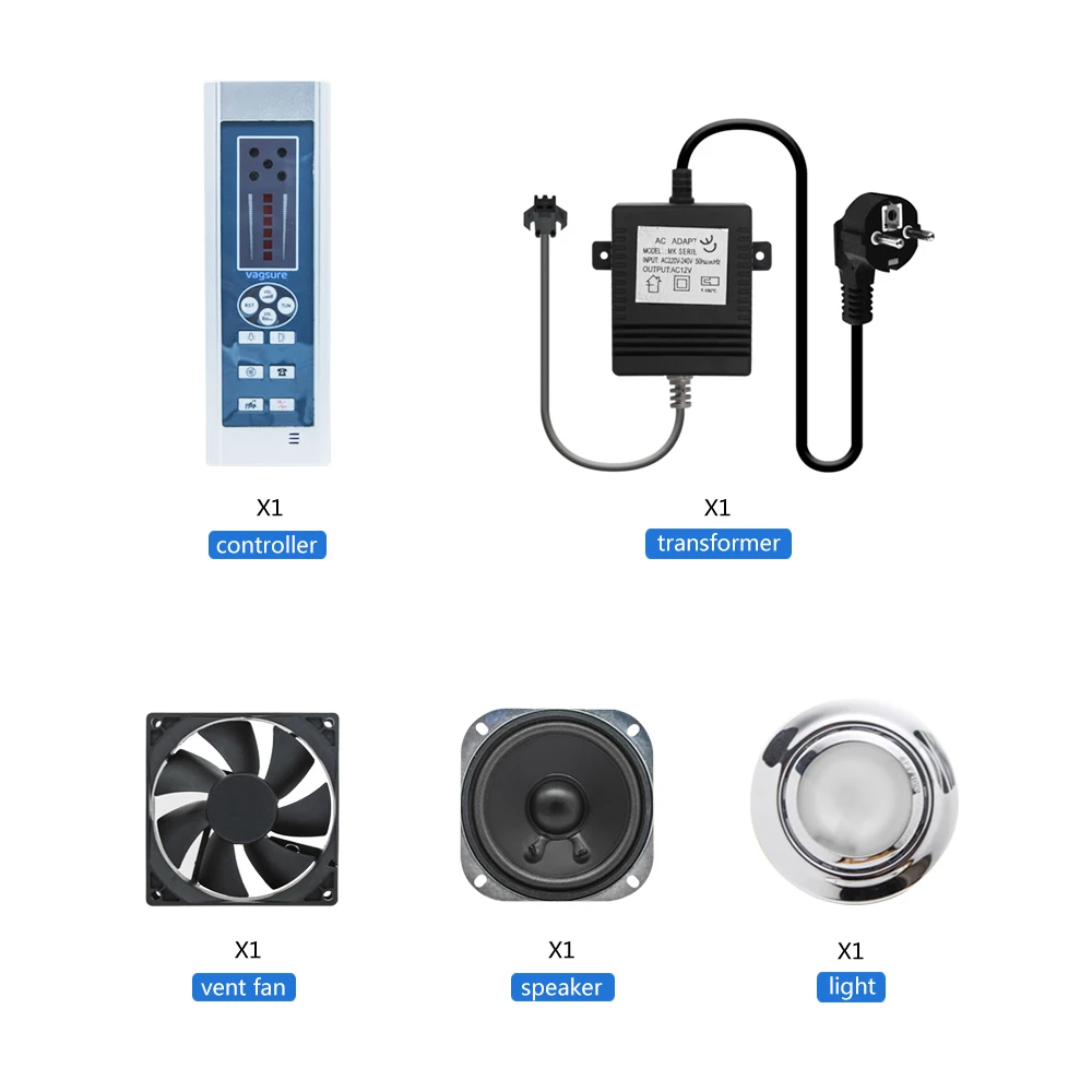 1 комплект(контроллер+ трансформатор+ вентиляционный вентилятор+ динамик+ светильник) радио FM управление для душевой кабины Запчасти для электрического душа